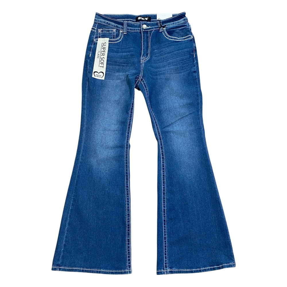 Sky Women's Embellished Western Flare Jeans, Super Soft Size 13/14